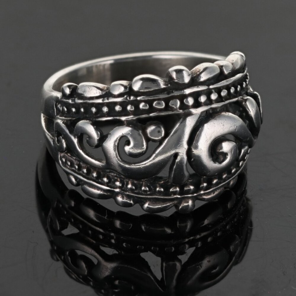 Sterling Silver 925 Open Scroll Swirl Design Band Ring Size 8